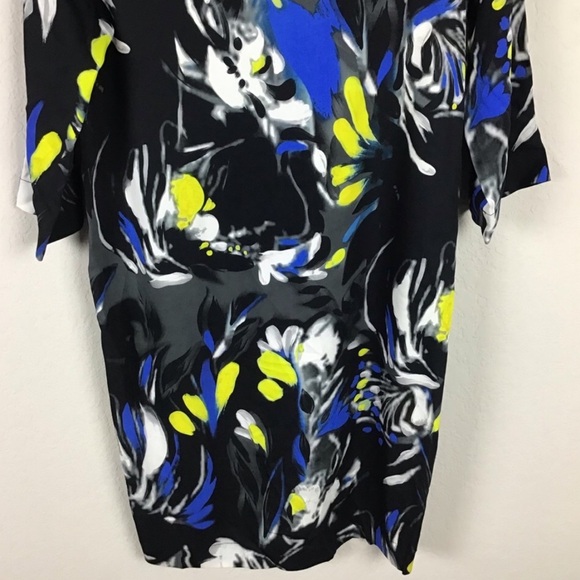 Fuzzi Jean Paul Gaultier Dress 42 Black Blue Yellow Print Tunic Shift - Picture 5 of 8